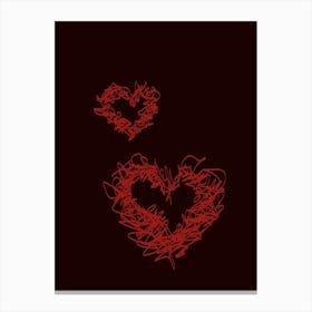 Red Heart On Black Background Canvas Print