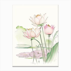 Lotus Flowers In Park Pencil Illustration 8 Canvas Print