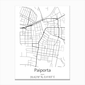 Paiporta,Spain Minimalist Map Canvas Print