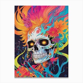 Neon Iridescent Skull Painting (24) Canvas Print