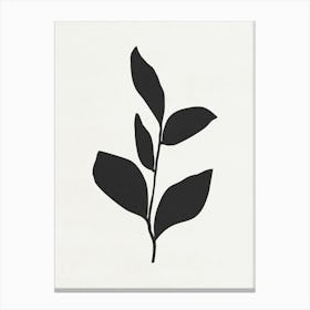 Minimalist Black Leaf 02 Canvas Print