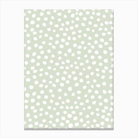 Dots Sage Green And White Canvas Print