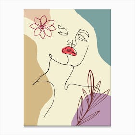 Portrait Of A Woman With Flowers Canvas Print