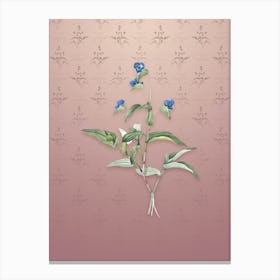 Vintage Blue Spiderwort Botanical on Dusty Pink Pattern n.2256 Canvas Print