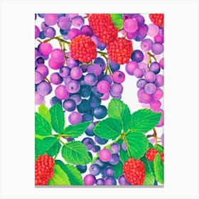 Salal Berry Risograph Retro Poster Fruit Canvas Print