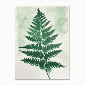 Green Ink Painting Of A Royal Fern 4 Canvas Print