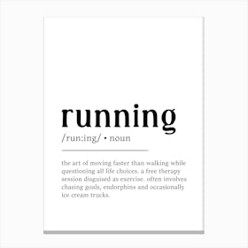 Running Funny Definition Hobby Gift Canvas Print