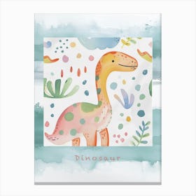 Cute Muted Pastels Pattern Dinosaur 1 Poster Canvas Print