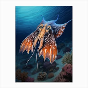Blanket Octopus Detailed Illustration 13 Canvas Print