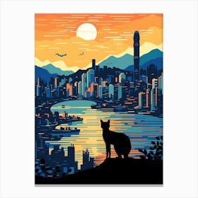Shenzhen, China Skyline With A Cat 0 Canvas Print