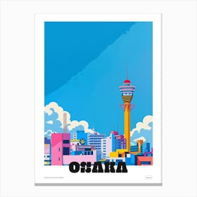 Osaka Japan 2 Colourful Travel Poster Canvas Print