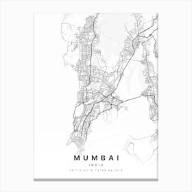 Mumbai India White Map Lienzos