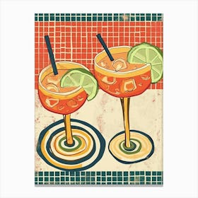 Funky Cocktails Tiled Background Canvas Print