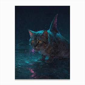 Cat In The Water Canvas Print