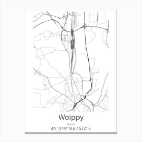 Woippy,France Minimalist Map Canvas Print