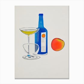 Georgia Peach Picasso Line Drawing Cocktail Poster Canvas Print