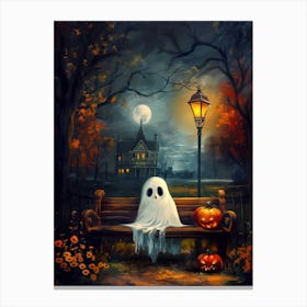 Ghost Sitting On A Bench 7 Canvas Print