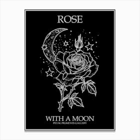 Rose With A Moon Line Drawing 3 Poster Inverted Canvas Print