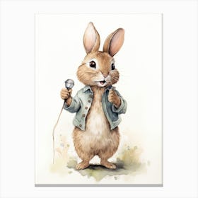 Bunny Singing Rabbit Prints Watercolour 1 Canvas Print