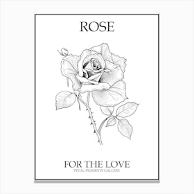 Rose Line Drawing 1 Poster Canvas Print