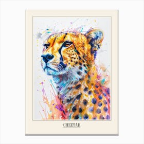Cheetah Colourful Watercolour 3 Poster Canvas Print