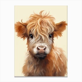 Simple Portrait Of Baby Highland Cow Canvas Print