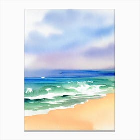 Cala Estreta Beach 3, Costa Brava, Spain Watercolour Canvas Print
