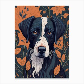 Floral Dog Portrait Boho Minimalism (15) Canvas Print