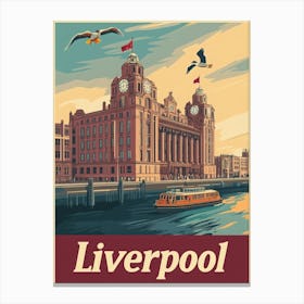 Aihrgdesign A Vintage Travel Poster Of Liverpool Featuring Th Be556fa5 3d67 46d2 9a5d 636d2052a35f 0 Canvas Print