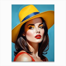 Woman Portrait With Hat Pop Art (14) Canvas Print