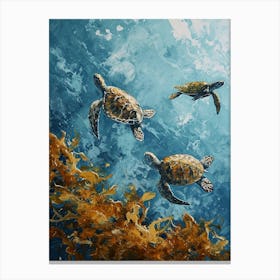 Sea Turtles Underwater Painting Style 2 Canvas Print