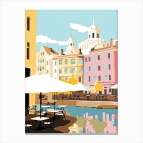 Helsinki, Finland, Flat Pastels Tones Illustration 2 Canvas Print