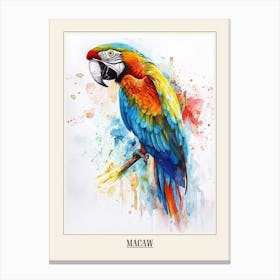 Macaw Colourful Watercolour 3 Poster Canvas Print
