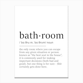 Bathroom Definition Poster - Dictionary Canvas Print