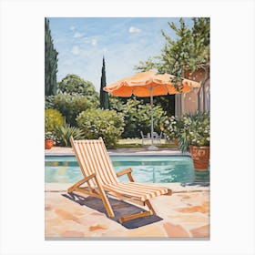 Sun Lounger By The Pool In Athens Greece Canvas Print