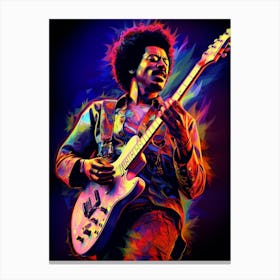 Jimi Hendrix Neon Lights 6 Canvas Print