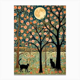 William Morris Cat In The Moonlight 26 Canvas Print