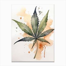 Marijuana Leaf Watercolor Painting 3 Canvas Print