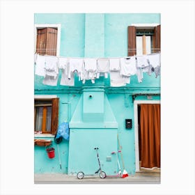 Turquoise Washing Burano Canvas Print