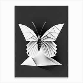 Butterfly In Snow Black & White Geometric 1 Canvas Print