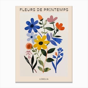 Spring Floral French Poster  Lobelia 2 Canvas Print