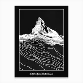 Great End Mountain Line Drawing 4 Poster Canvas Print