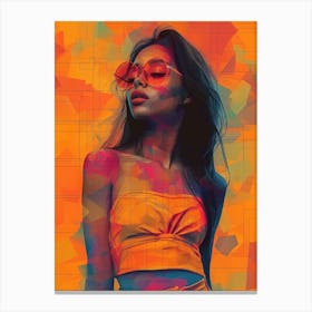 Sexy Girl In Sunglasses Canvas Print