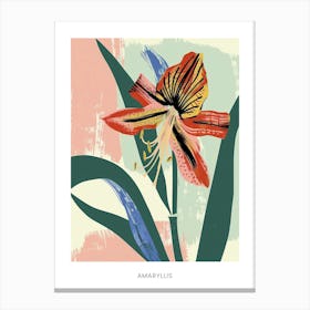 Colourful Flower Illustration Poster Amaryllis 1 Canvas Print