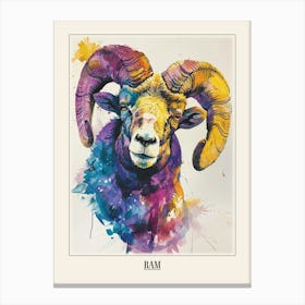 Ram Colourful Watercolour 1 Poster Canvas Print
