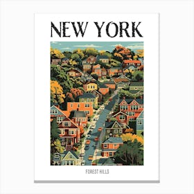 Forest Hills New York Colourful Silkscreen Illustration 4 Poster Canvas Print