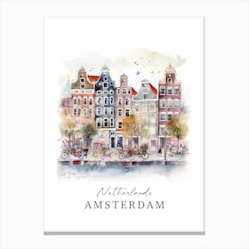 Netherlands, Amsterdam Storybook 2 Travel Poster Watercolour Canvas Print