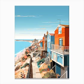 Southend On Sea Beach Essex Mediterranean Style Illustration 2 Canvas Print