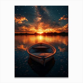 Sunset In A Boat 4 Canvas Print