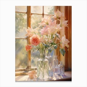 Flowers In A Sunny Window Sill Canvas Print